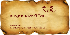 Kunyik Richárd névjegykártya
